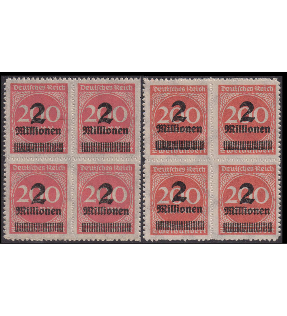 Dt. Reich Variante postfrisch Nr. 309 B a + b im 4er-Block 2 Millionen auf 200 Mark
