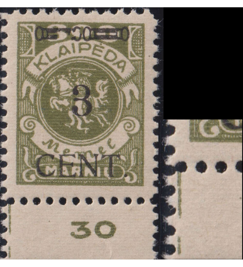 Memel - Plattenfehler Nr. 179 PF I postfrisch linker Zierbalken ausgebrochen