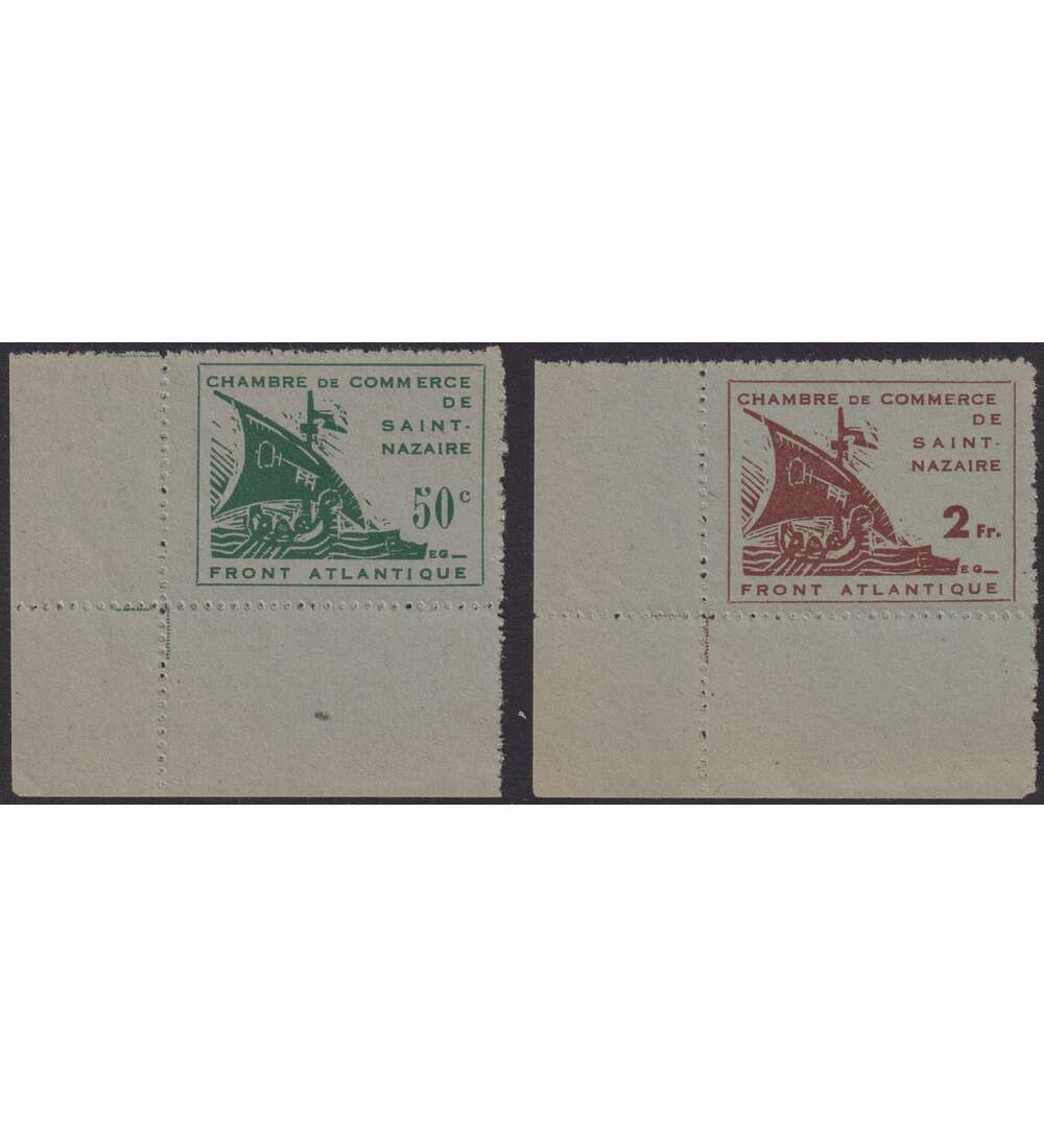 Deutsche Besetzung Frankreich Saint Nazaire Nr. 1-2 postf. aus der Ecke unten links