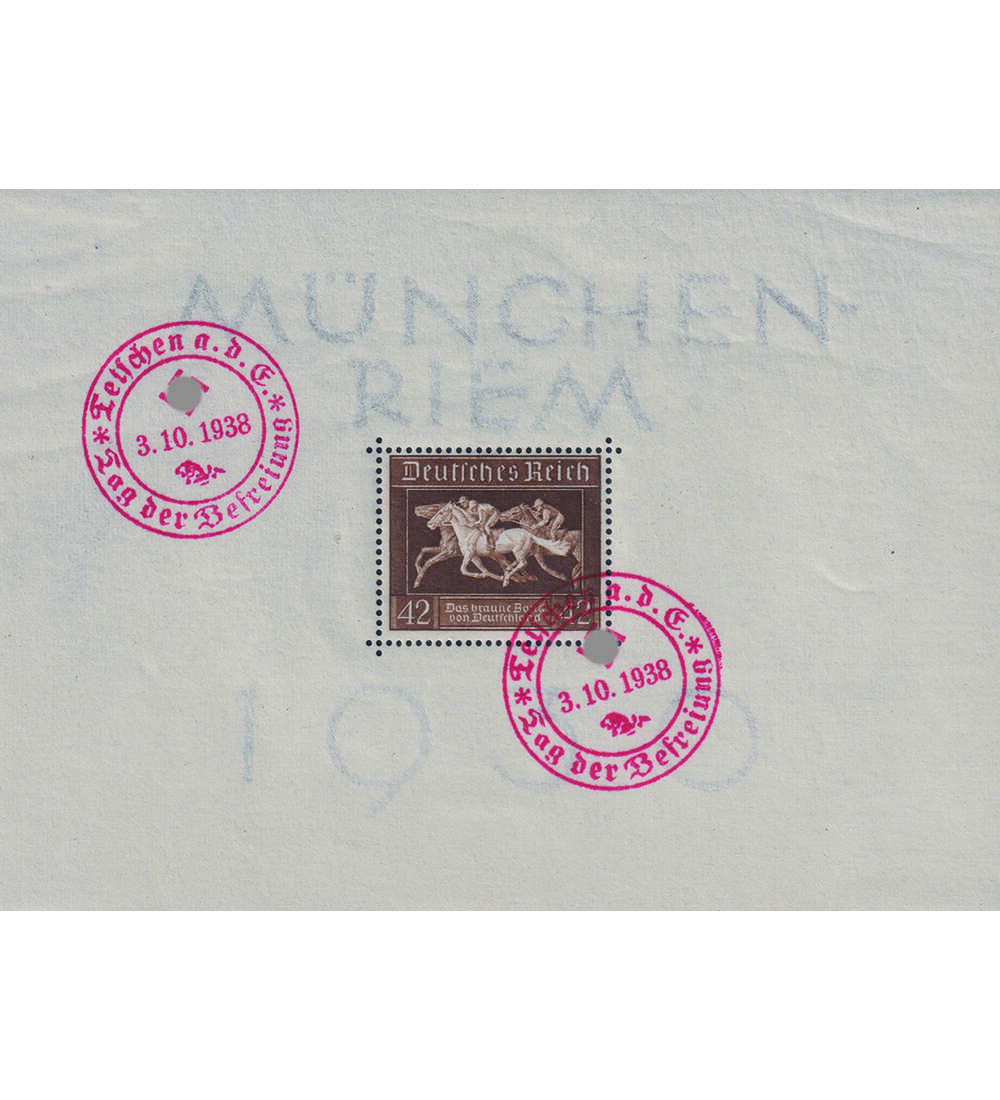 Dt. Reich - Befreiungsstempel Dt. Reich Block 4 mit rotem Handstempel Telschen ...