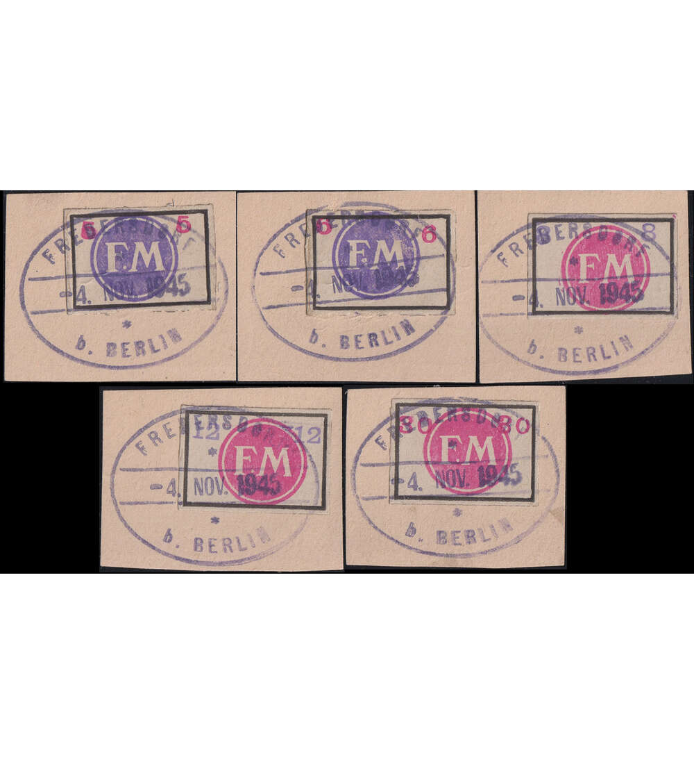 Dt. Lokalpost Fredersdorf Nr. 62-66 gestempelt auf Briefst�cken