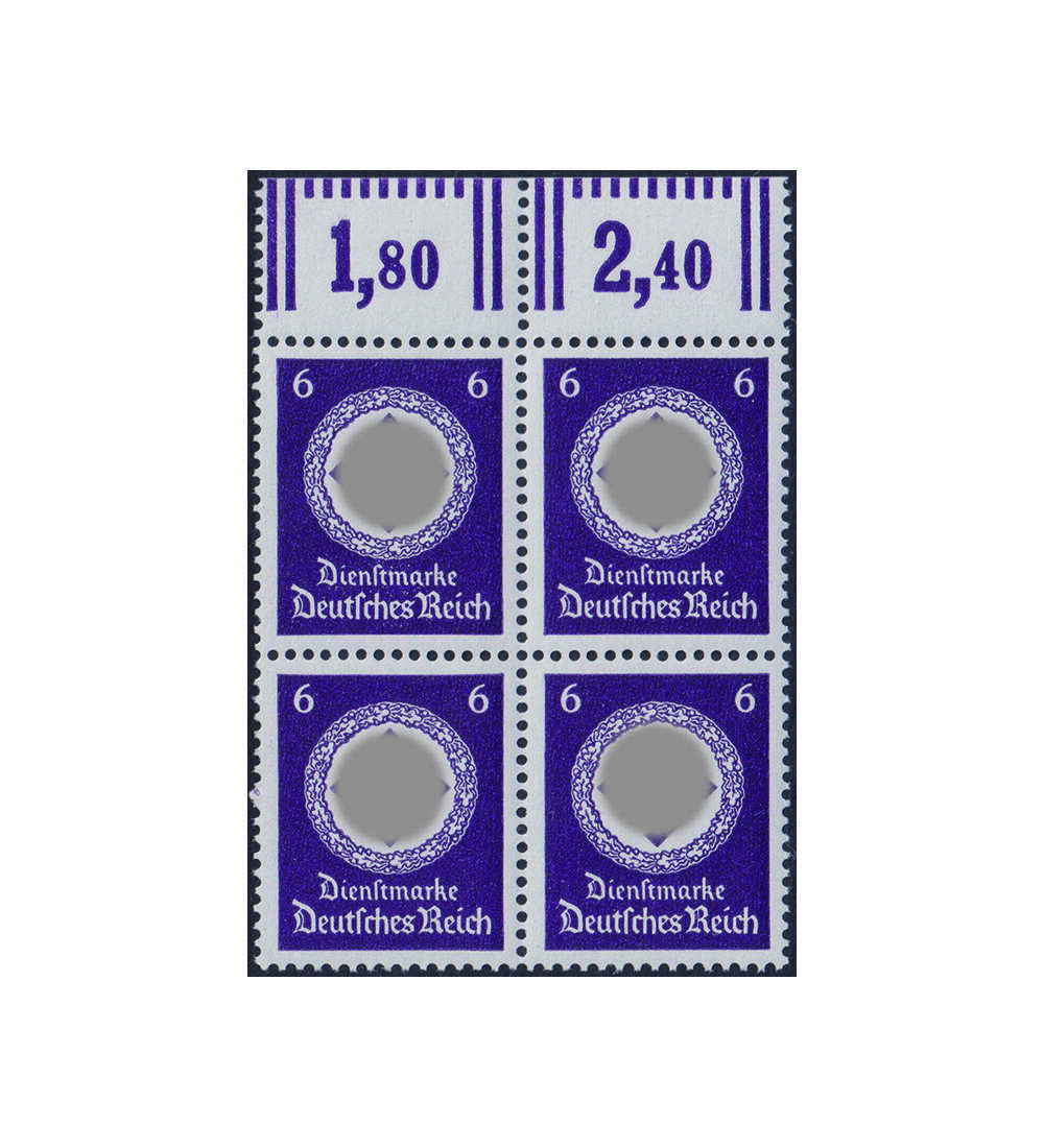 Deutsches Reich Viererblock Nr. D 169 c W postfrisch vom Oberrand geprft, typsigniert