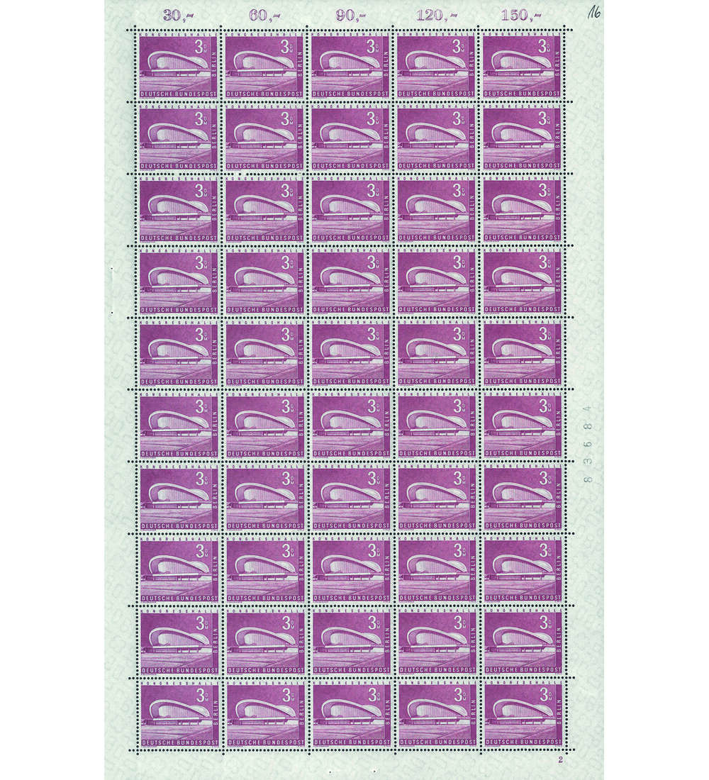 Berlin - Originalbogen Nr. 154 postfrisch Kongresshalle 1956