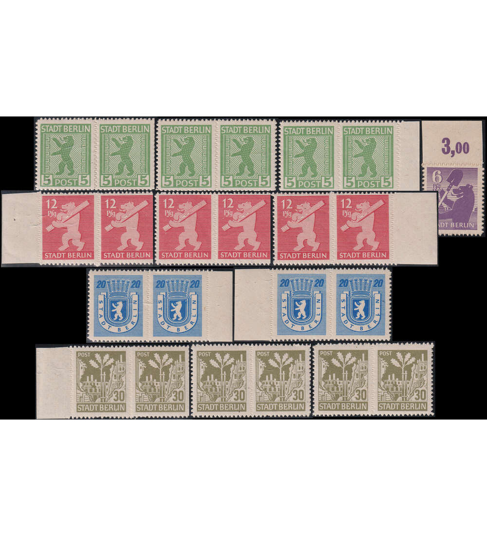 SBZ-Plattenfehler-Kollektion Durchstochene Anfangswerte 12 verschiedene Plattenfehler