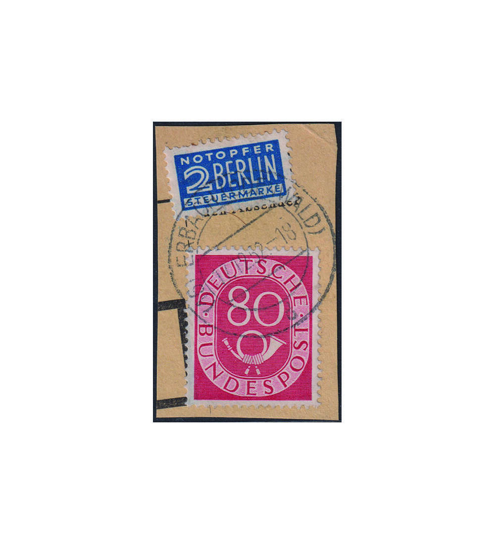 BRD Besonderheit Nr. 138 gestempelt auf Briefausschnitt mit Plattenfehler