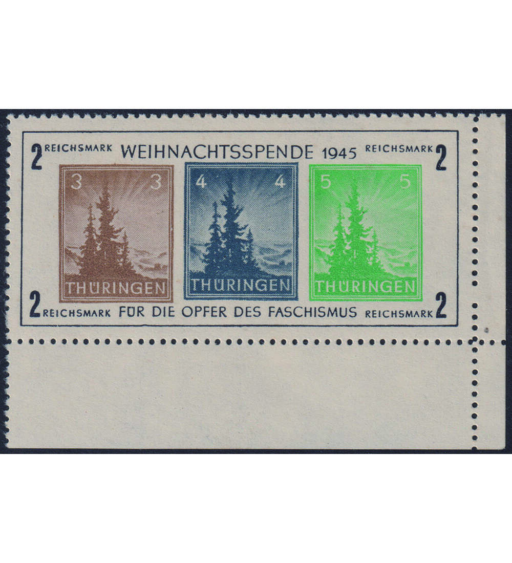 SBZ - Block 1 postfrisch mit fehlendem Zahnloch unten links