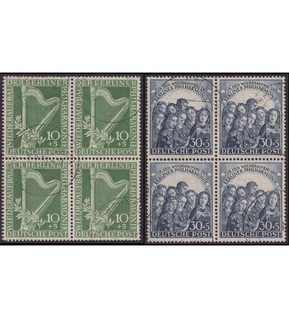 Berlin Philharmonie 1950 Nr. 72-73 gestempelte Vierer- Blocks