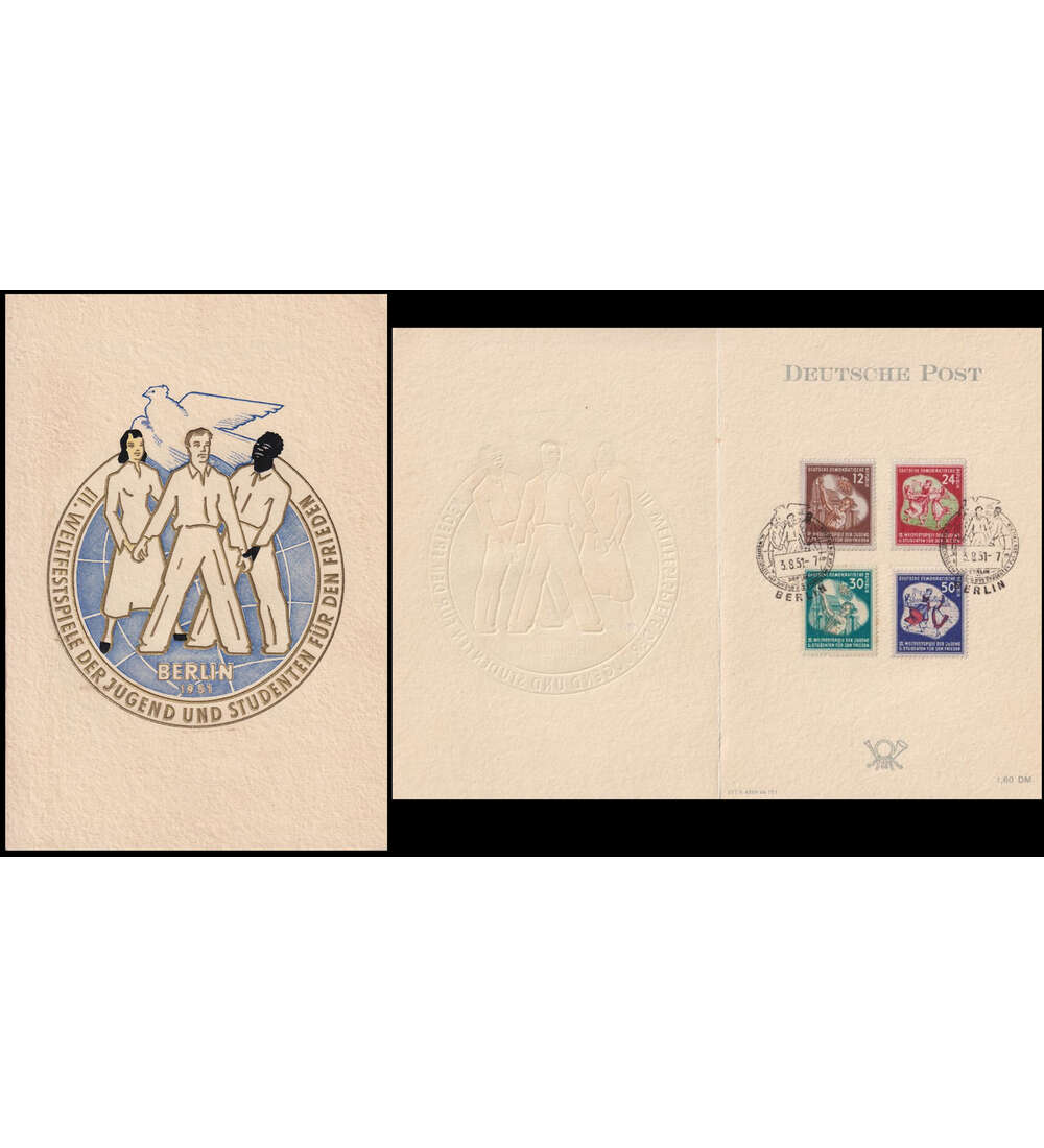 DDR - Sonderfolder 1951 mit Nr. 289-292 mit amtlichem Ersttags - Sonderstempel