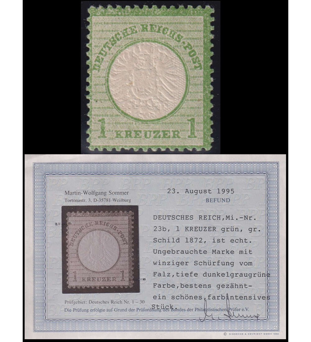 Deutsches Reich Brustschild Nr. 23 b ungestempelt mit Fotobefund