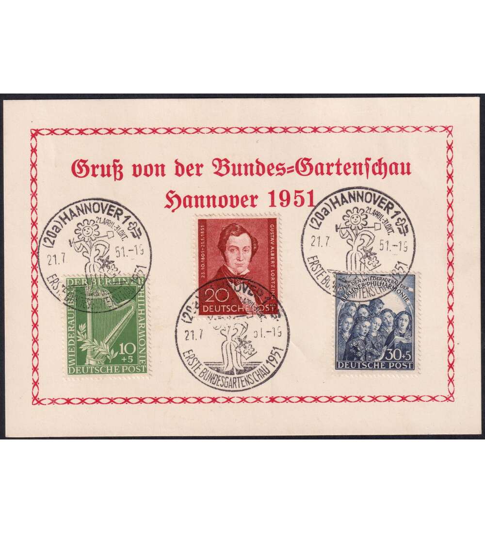 Berlin Nr. 72-73 und Nr. 74 auf Schmuck - Beleg Philharmonie und Lortzing