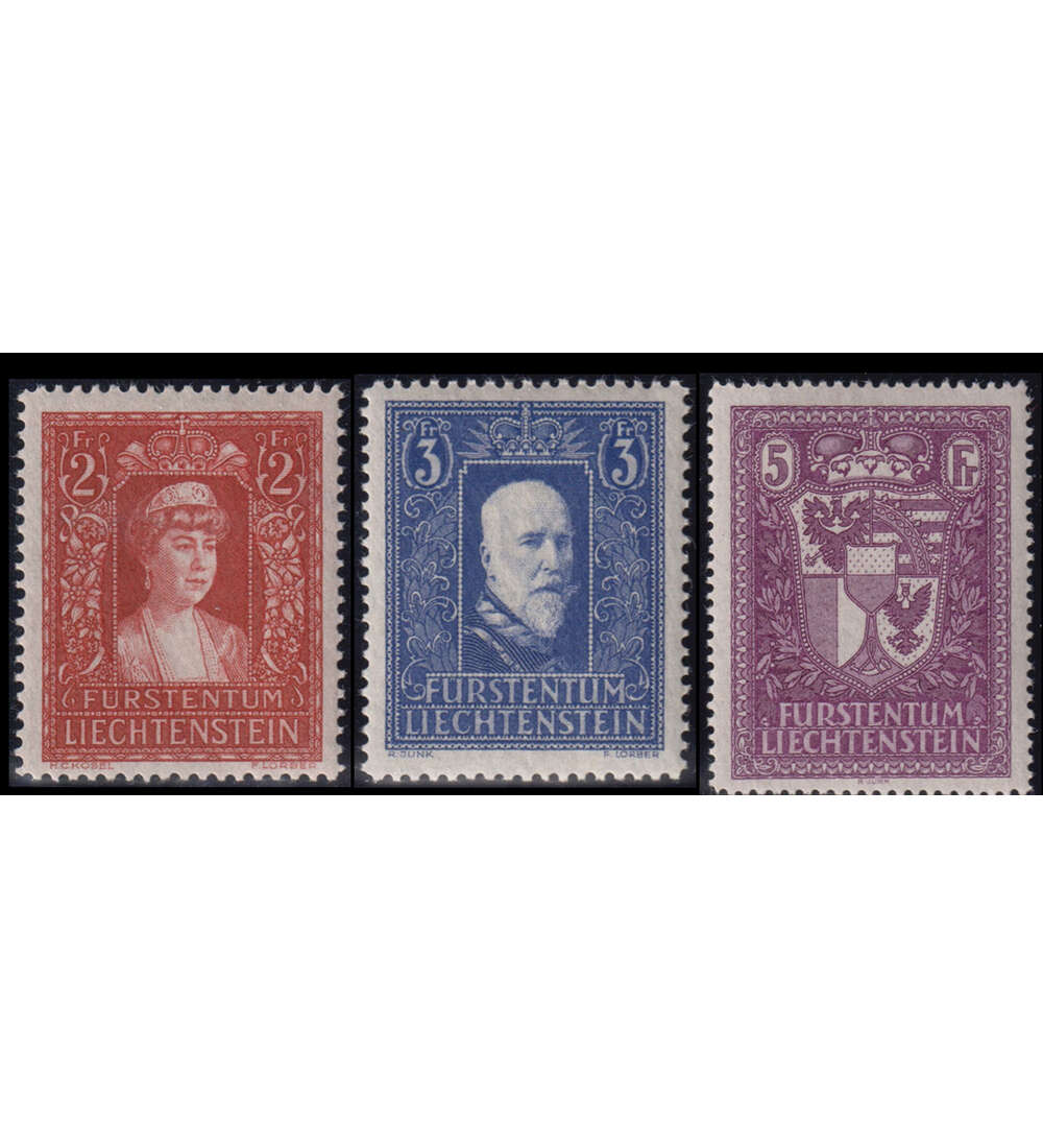 Liechtenstein Nr. 140-142 postfrisch mit Attest Frstenpaar/Landeswappen
