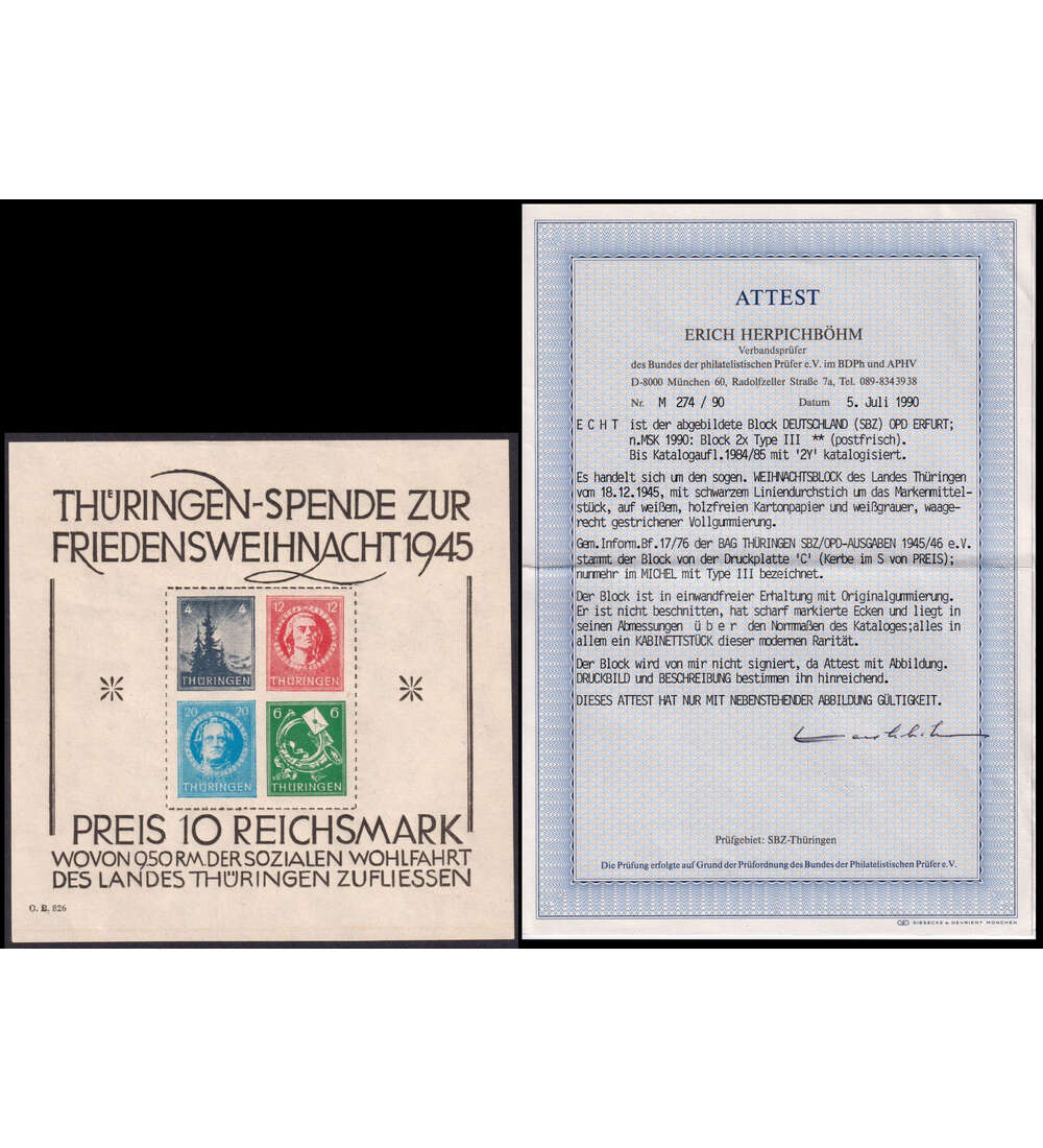 SBZ - Block 2 postfrisch mit Farbfotoattest gro�er Weihnachtsblock