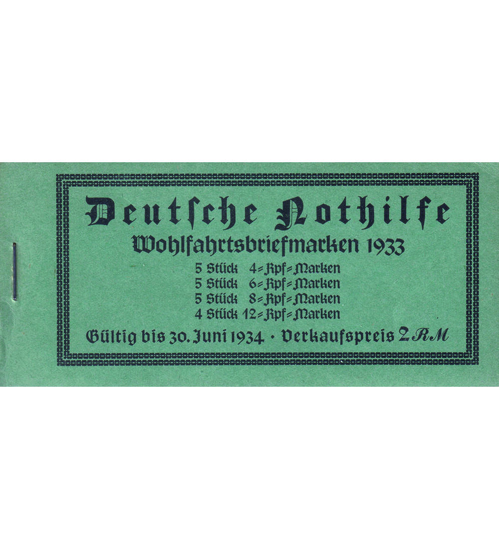 Dt. Reich Markenheftchen Nr. 34.1 postfrisch  Nothilfe (Wagner) 1933 