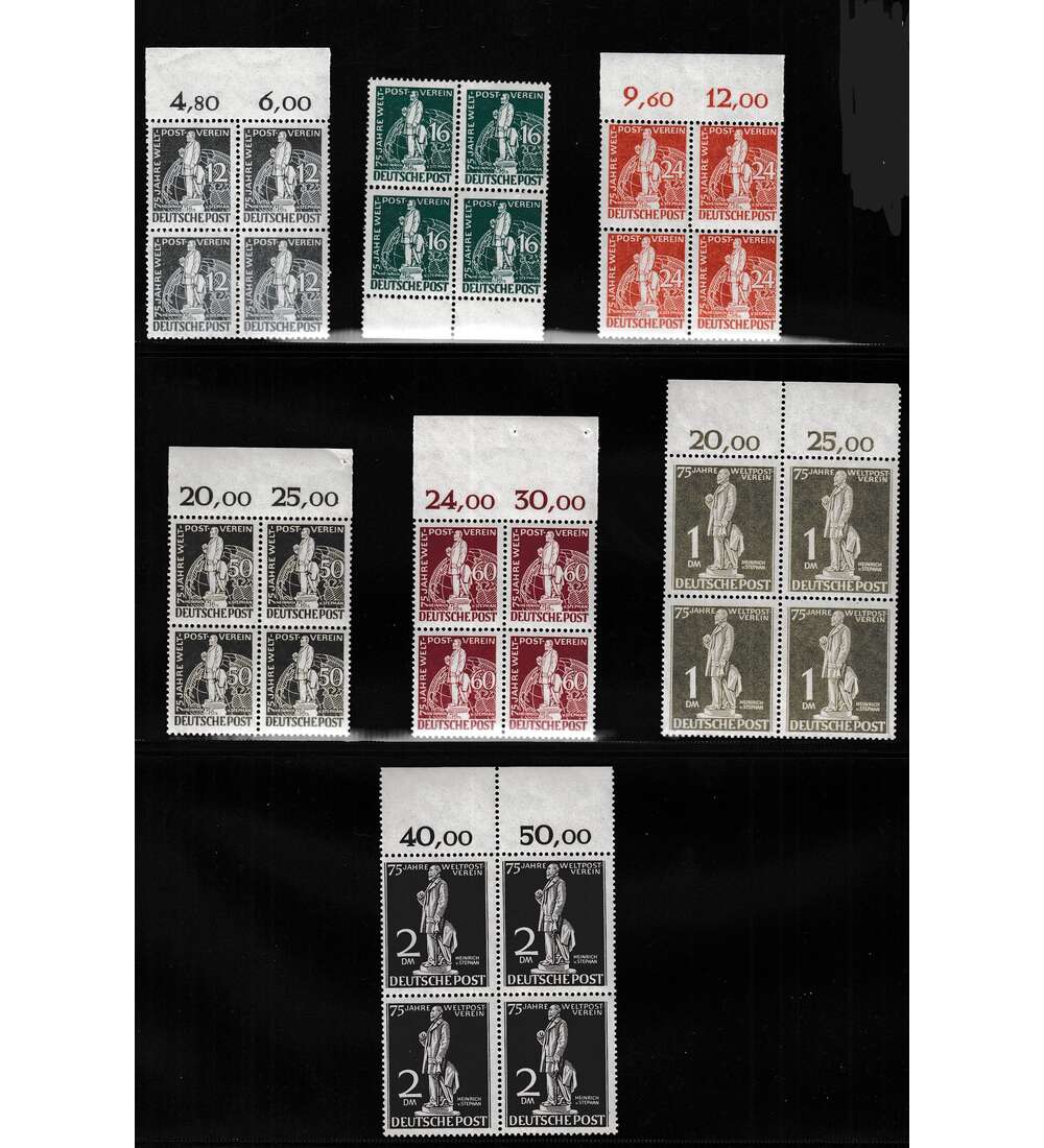 Berlin Stephan 1949 Nr. 35-41 postfr. Viererblock gepr�ft und signiert Schlegel
