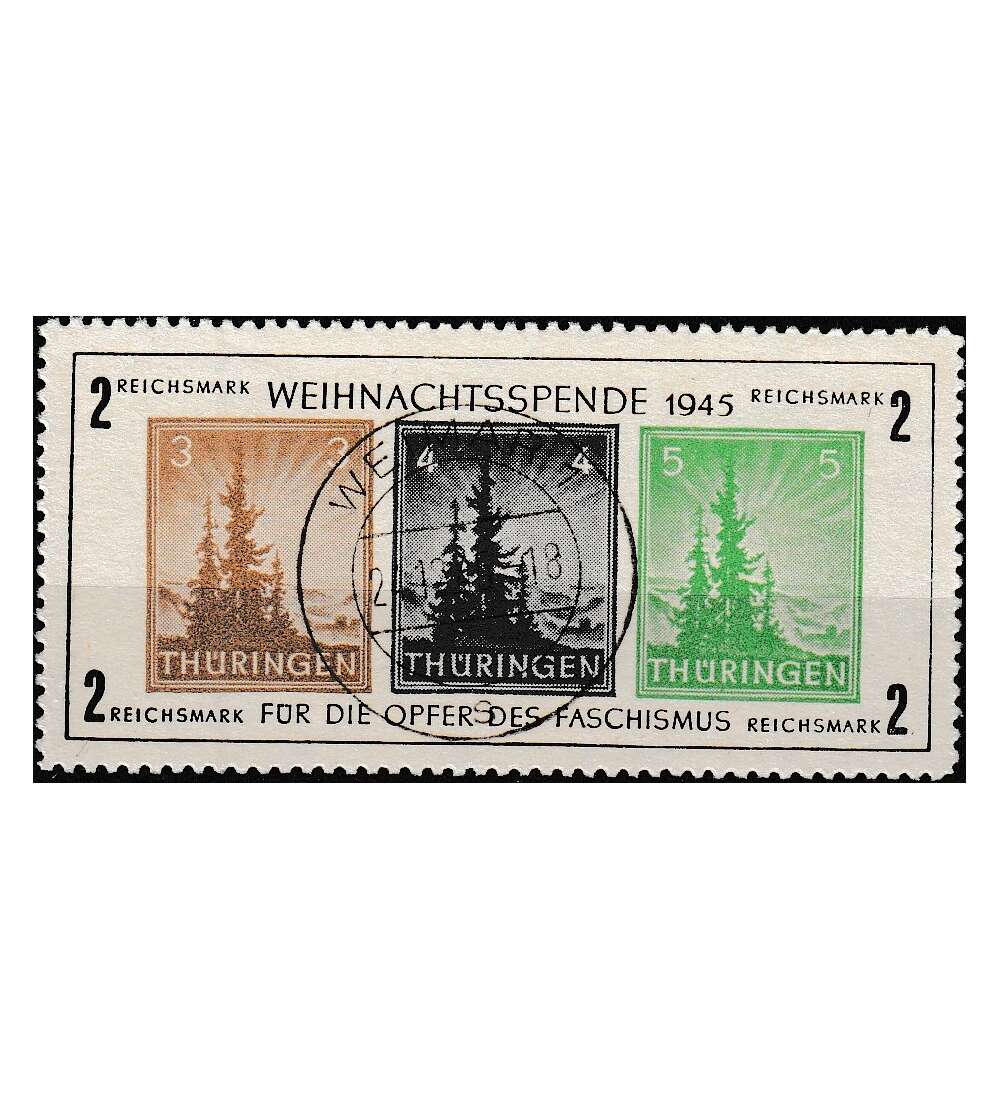 SBZ kleiner Weihnachtsblock Nr. 1 zentrisch gestempelt Weimar gepr�ft u. signiert