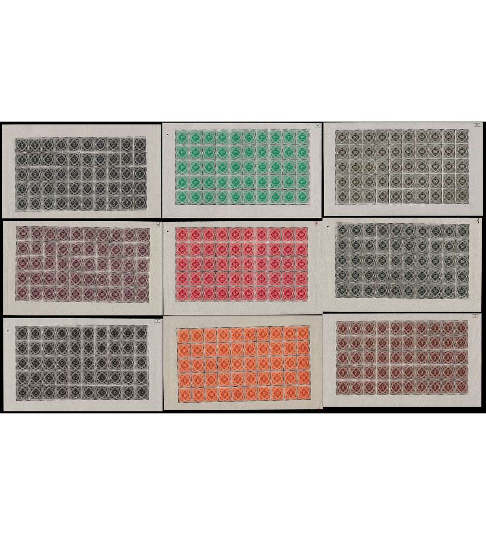 Wrttemberg - Bogensatz Nr. 150-158 in postfrischen 50er-Bogen