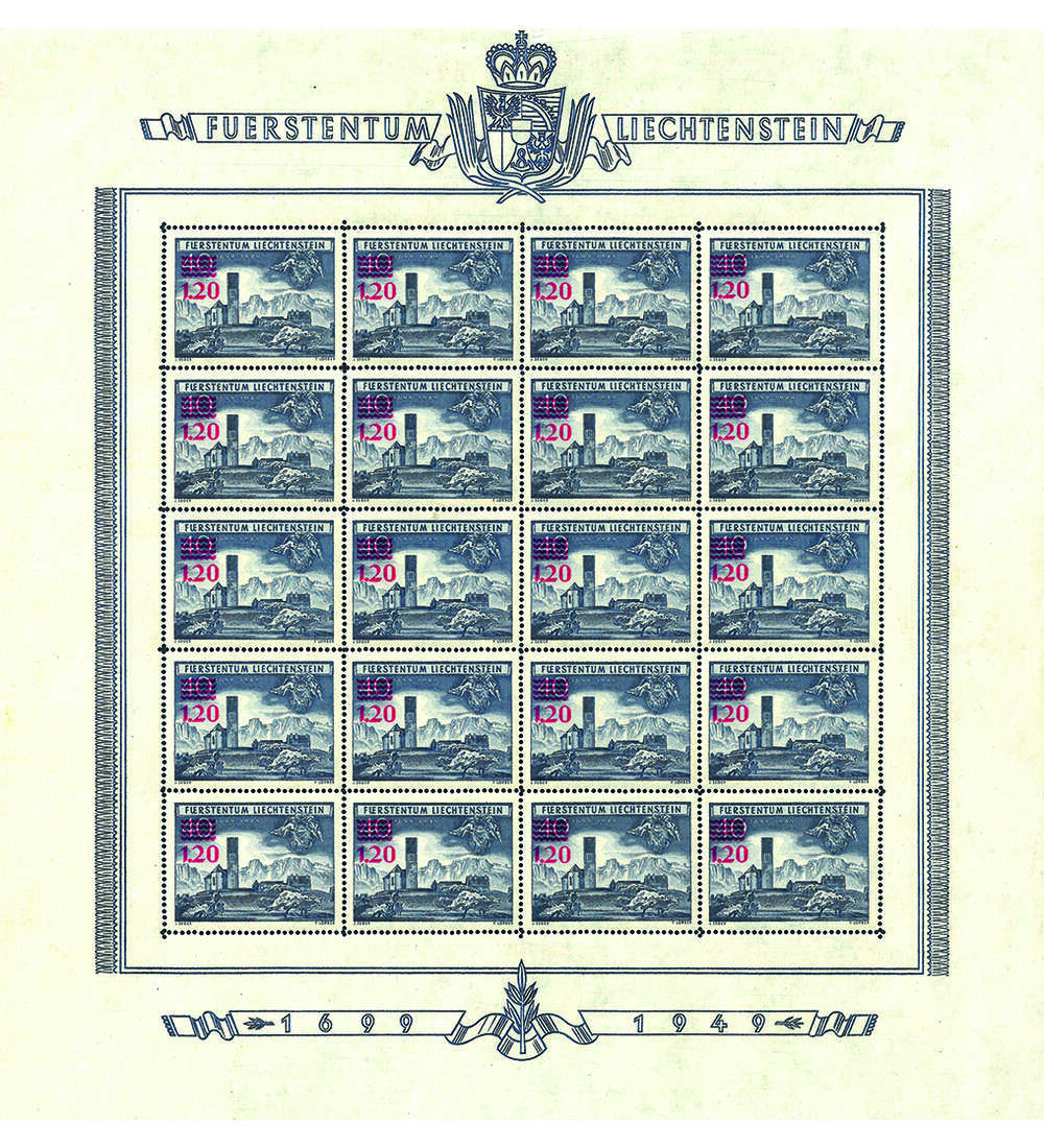 Liechtenstein - Kleinbogen Nr. 310 postfrisch Freimarke mit rotem Aufdruck