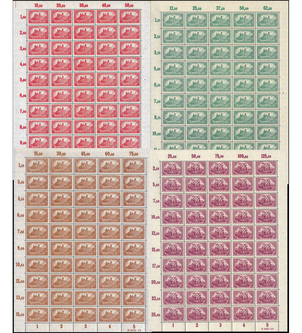 Deutsches Reich Nr. A 113-115 postfrische Originalbgen Freimarken 1920