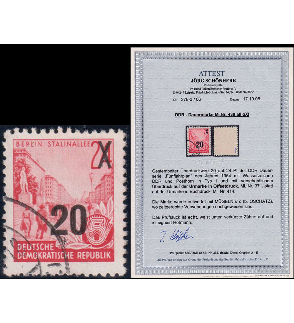 DDR F�nfjahrplan Urmarke Nr. 439 a II g XI gestempelt mit Farbfotoattet Sch�nherr