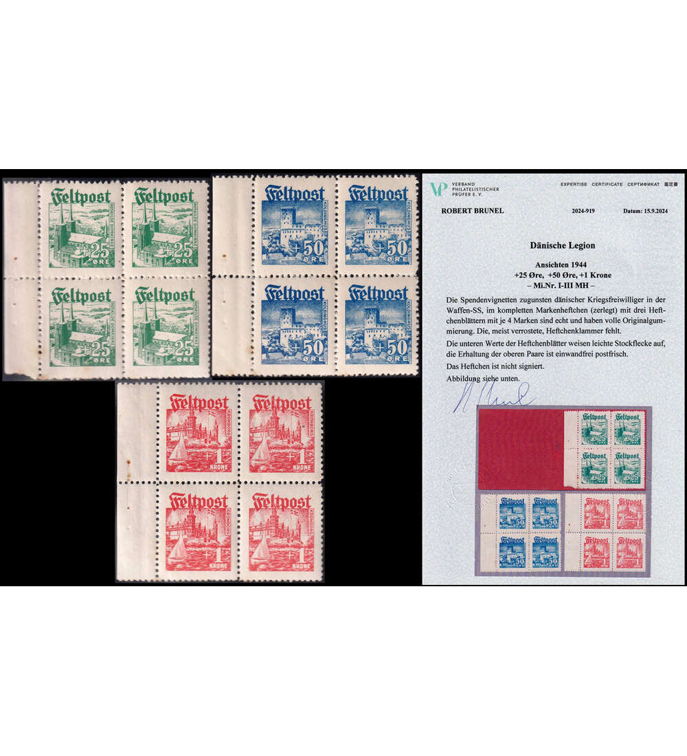 Dt. Besetzung Dnische Legion Feldpost-Markenheft postfrisch Ansichten 1944