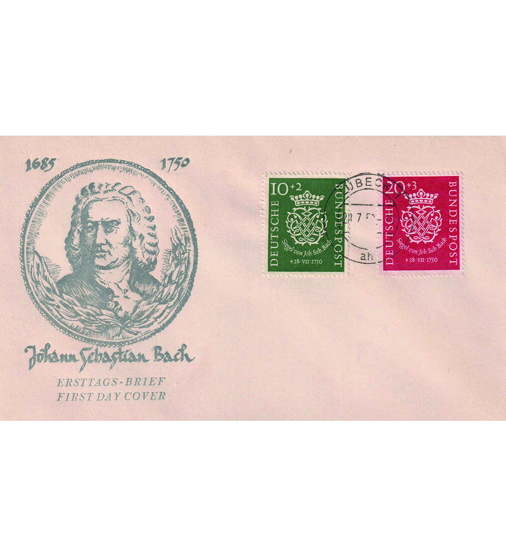 BRD-FDC Bach Nr. 121-122 auf Schmuck-FDC mit Abstempelung vom 28.7.50