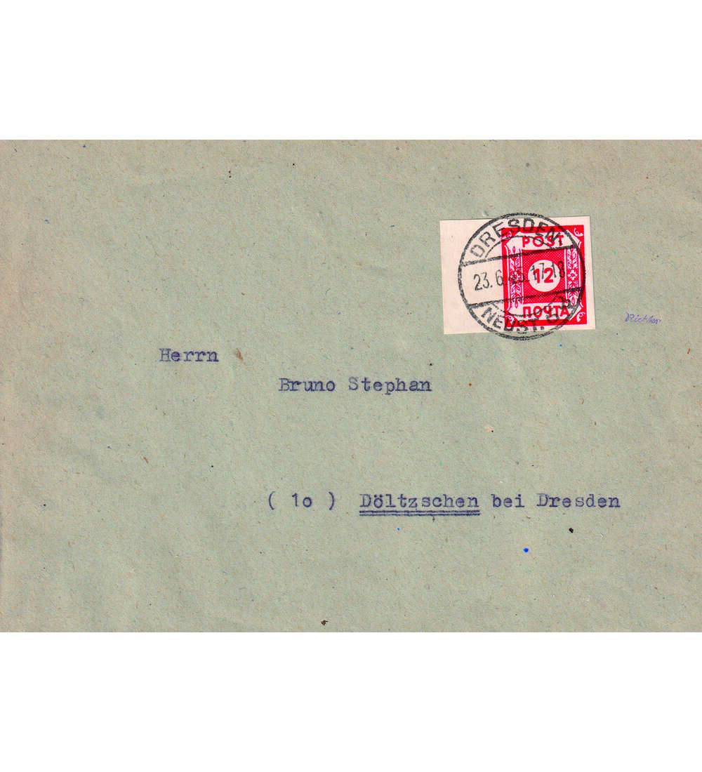 SBZ POTSCHTA-Brief Nr. B I fr�her 41 gepr�ft und signiert