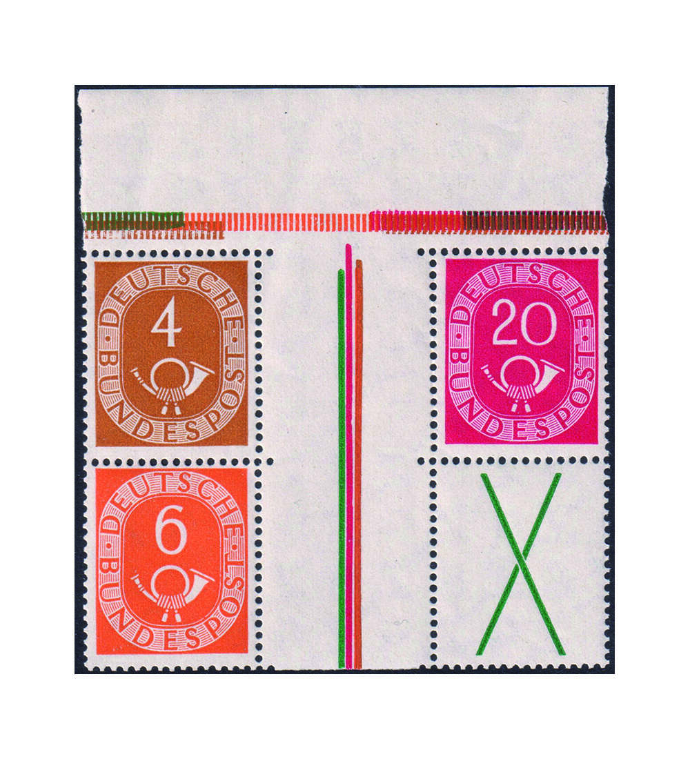 BRD Posthorn-Zusammendruck 4er-Kombination postfrisch vom Oberrand