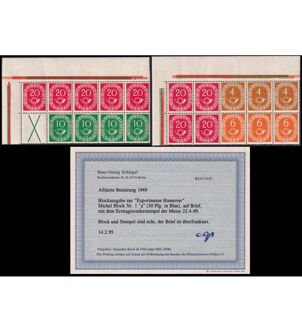 BRD Posthorn Heftchenbl�tter H-Blatt Nr. 1-2 postfrisch aus Markenheftchenbogen