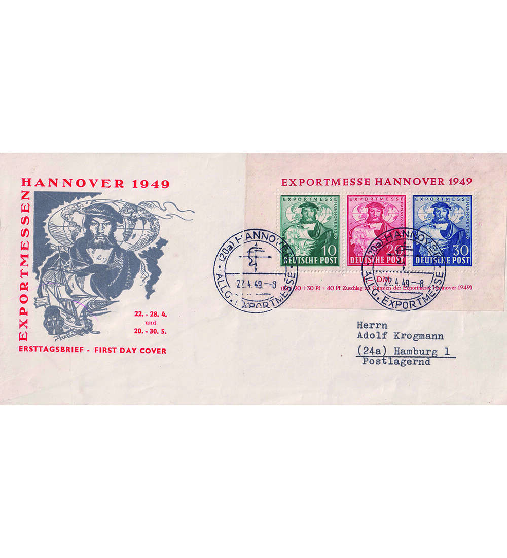 Alliierte Besetzung Block 1 auf Schmuck-FDC dazu Farbfotoattest Schlegel