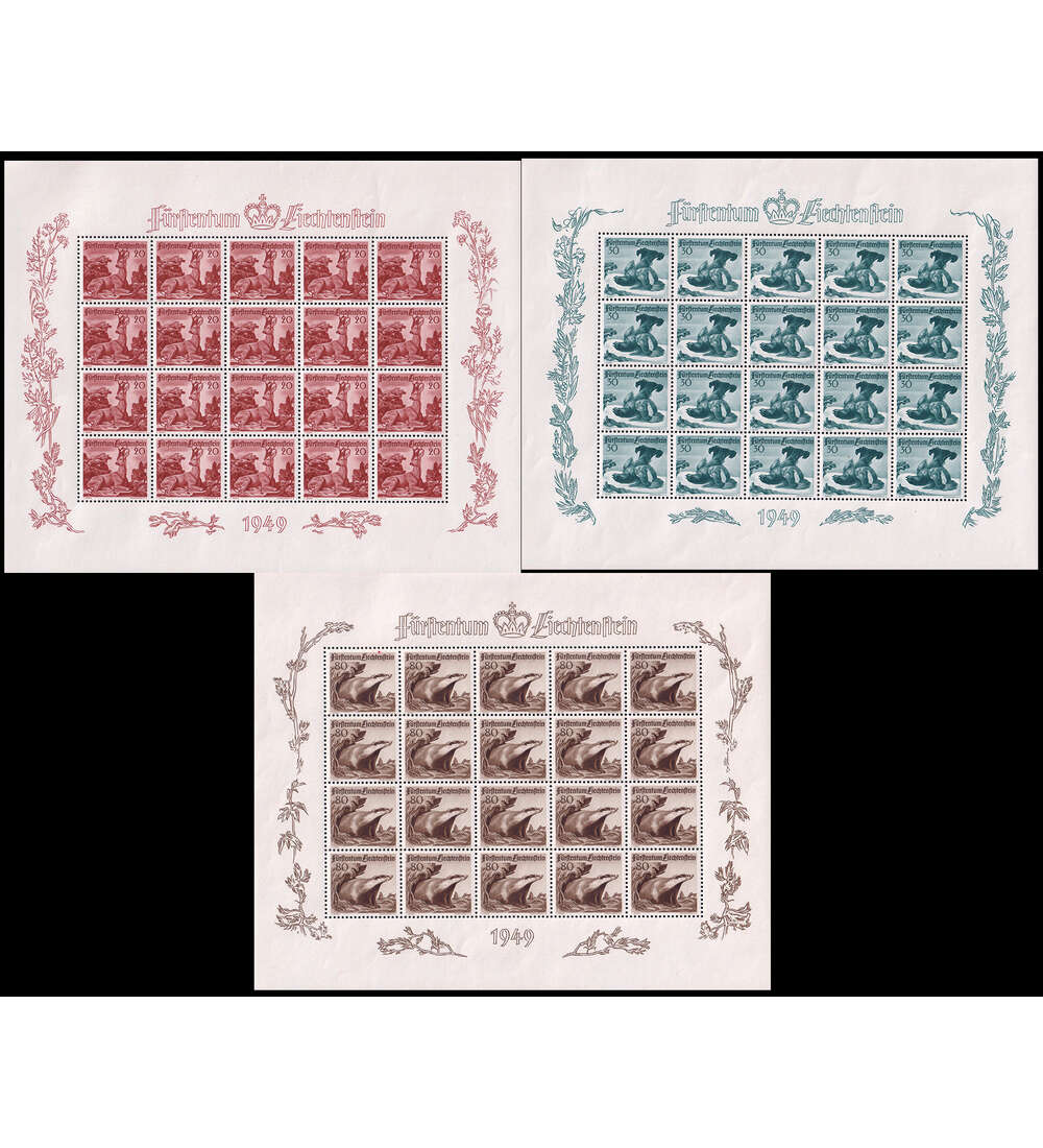 Liechtenstein - Kleinbogen Nr. 285-287 postfrisch Jagd 1950