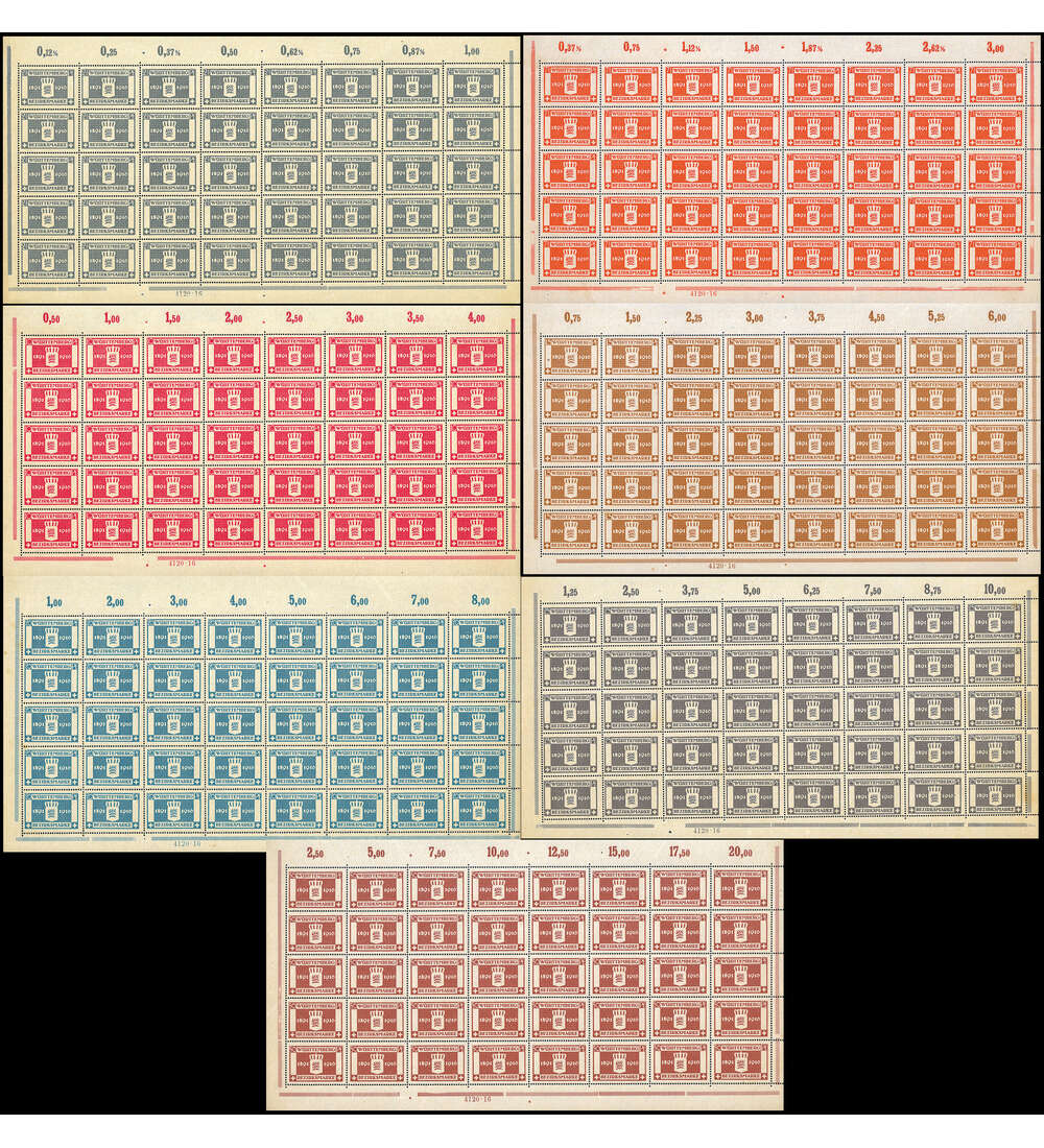 Wrttemberg - Bogensatz Nr. 123-129 postfrisch Knig Wilhelm II von 1916