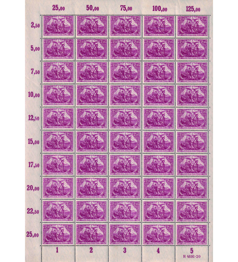 Deutsches Reich-Originalbogen Nr. 115 postfrisch Genius mit Fackel