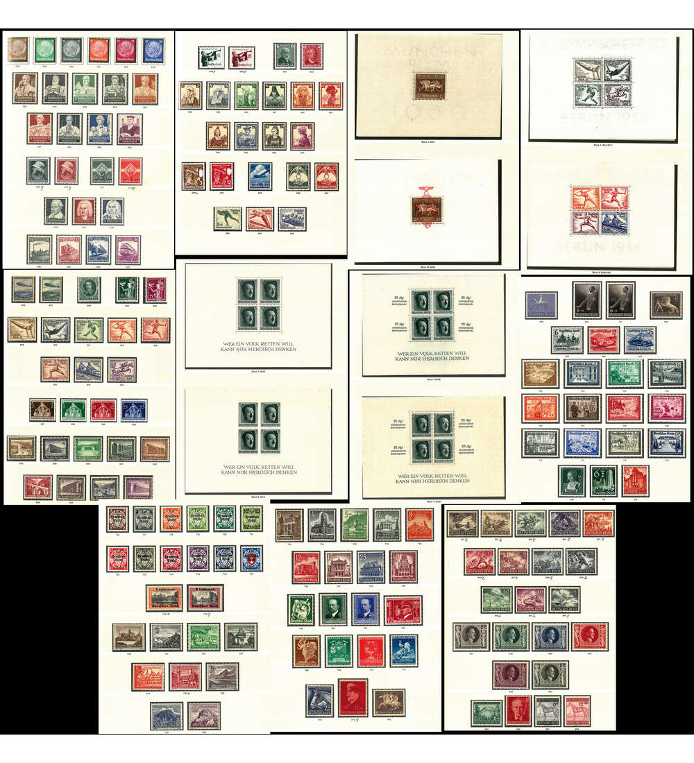 Deutsches Reich 1933-1945 postfrische Luxuskollektion o. Block 2+3 und 499-507