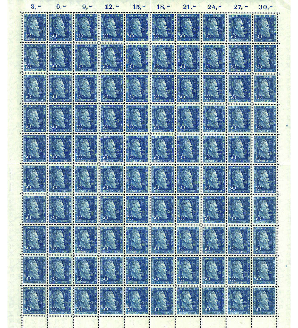 BRD R�ntgen - Originalbogen Ne. 147 postfrisch von 1951