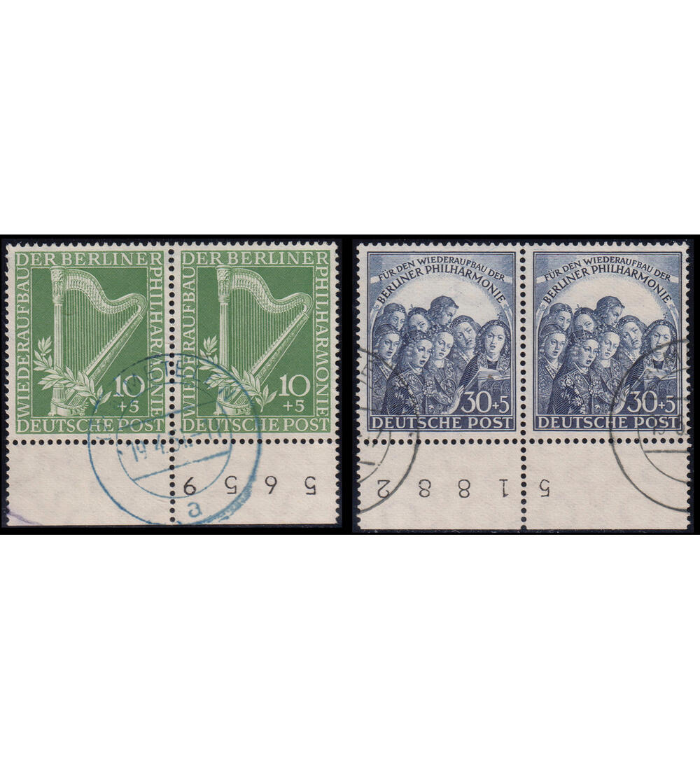 Berlin Philharmonie 1950 Nr. 72-73 gestempelte Paare vom Unterrand m. Bogennummer