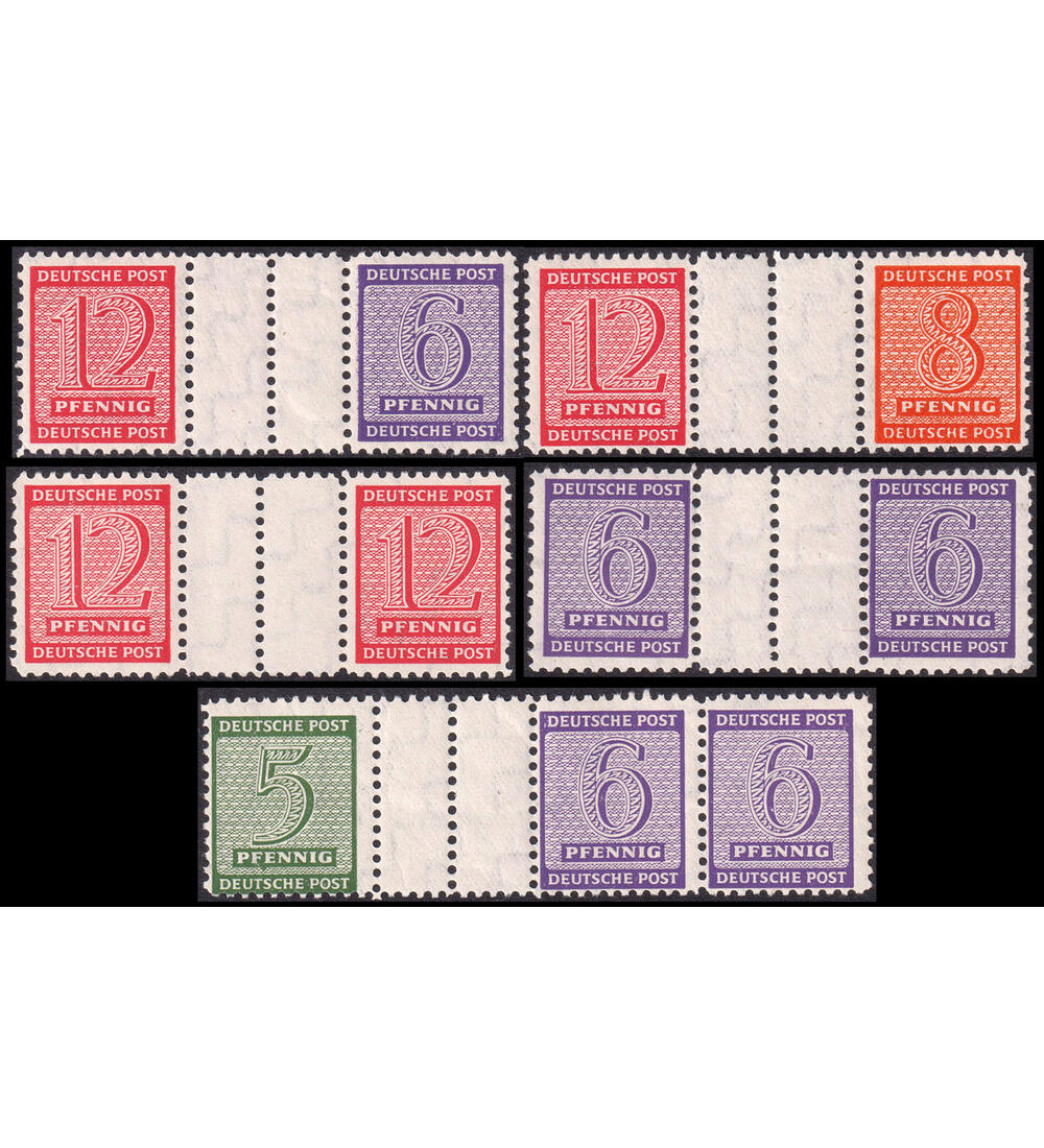 SBZ-Zusammendrucke Ziffern W Zd 8 - W Zd 12 postfrisch