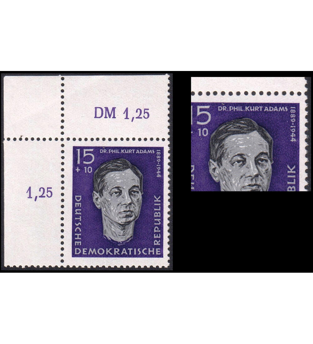 DDR - Plattenfehler Nr. 637 I postfrisches Eckrandst�ck 4 in 1944 geschlossen u. spitz