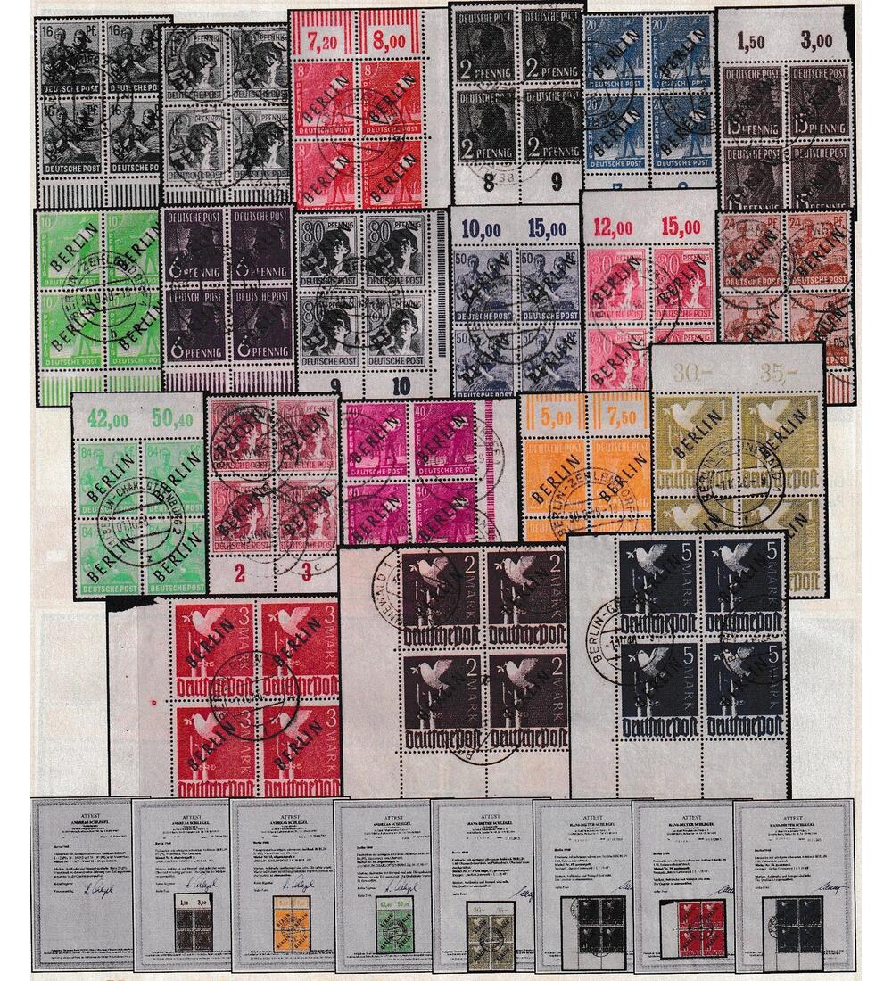 Berlin Schwarzaufdruck Nr. 1-20 gestempelt vom Rand oder Oberrand