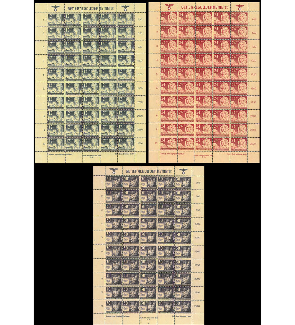 Gerneralgouvernement-Bogensatz Nr. 56-58 postfrisch 1. Jahr Generalgouvernement