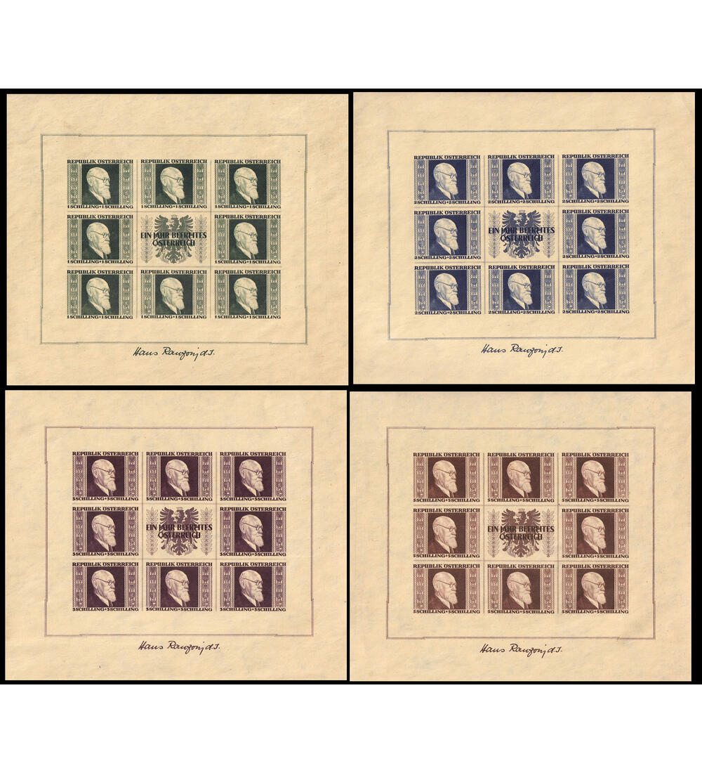 sterreich Renner-Kleinbogen Nr. 772 B - 775 B postfrisch