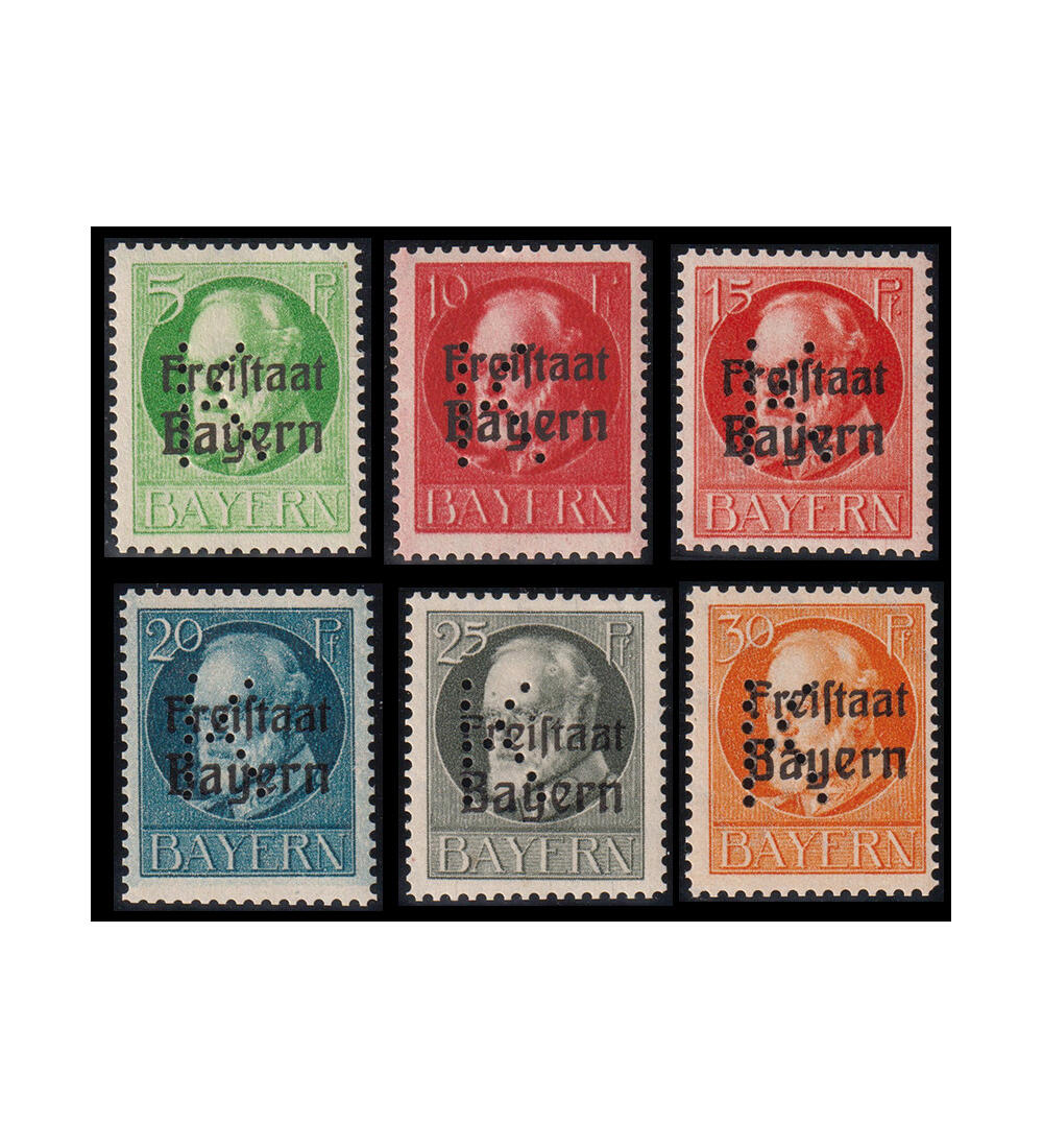 Bayern - Portofreiheitsmarken Nr. 1-6 postfrisch Knig Ludwig mit K-Lochung