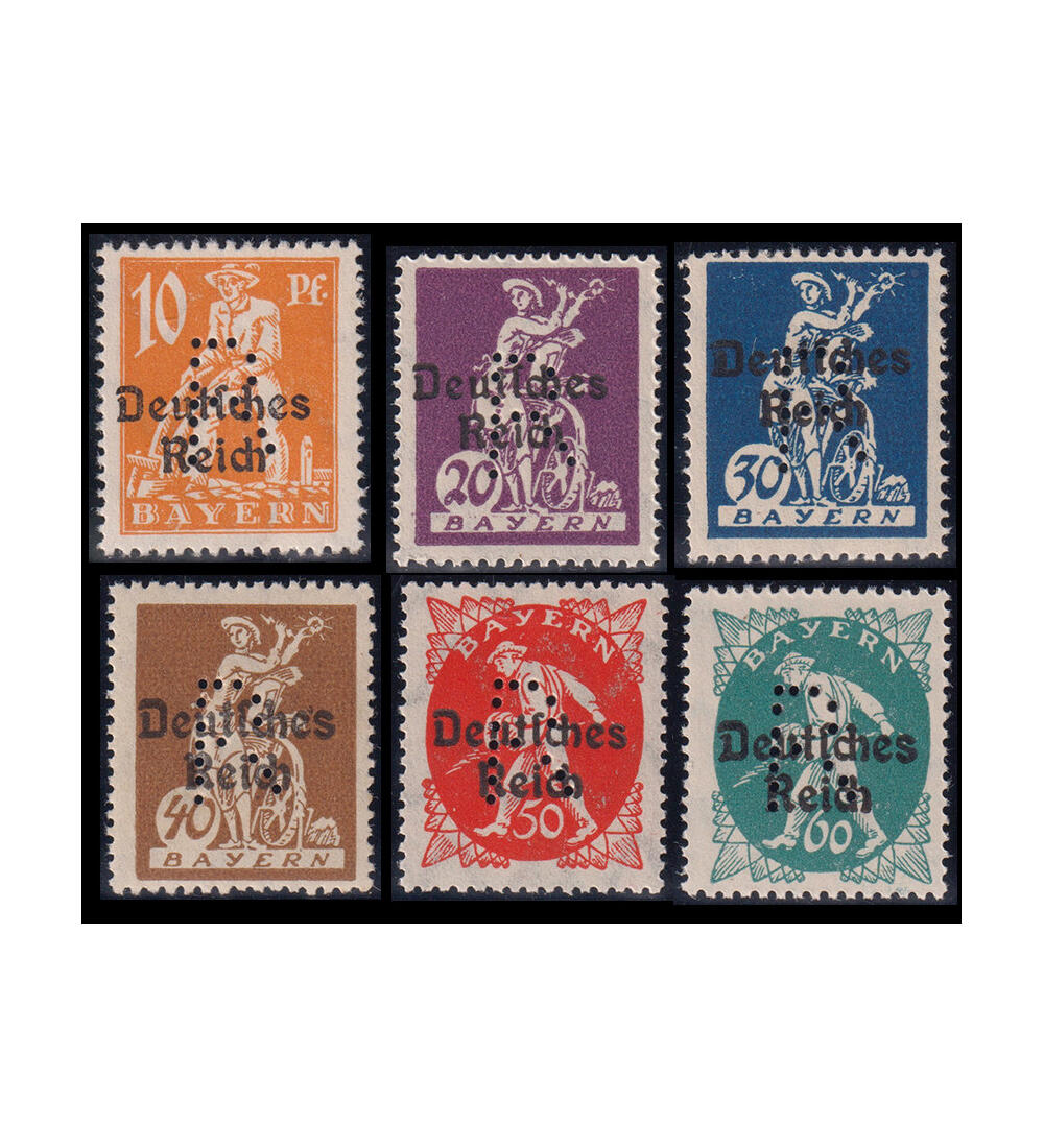 Bayern - Portofreiheitsmarken Nr. 32-37 postfrisch Abschiedsserie mit R-Lochung