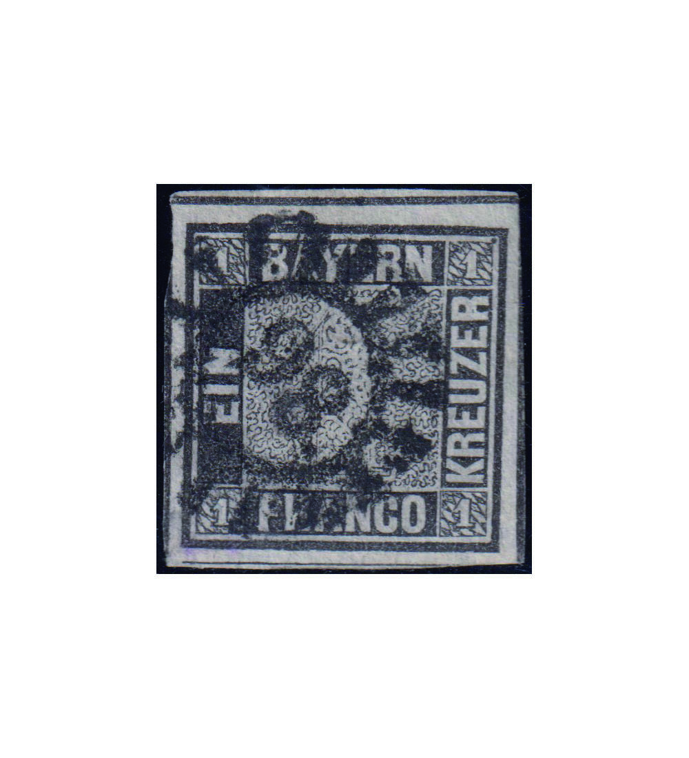 Der Bayern Einser Nr. 1 mit Mhlradstempel 98 geprft und signiert