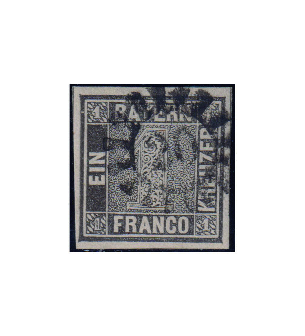 Der Bayern Einser Nr. 1 mit Mhlradstempel 20 geprft und signiert