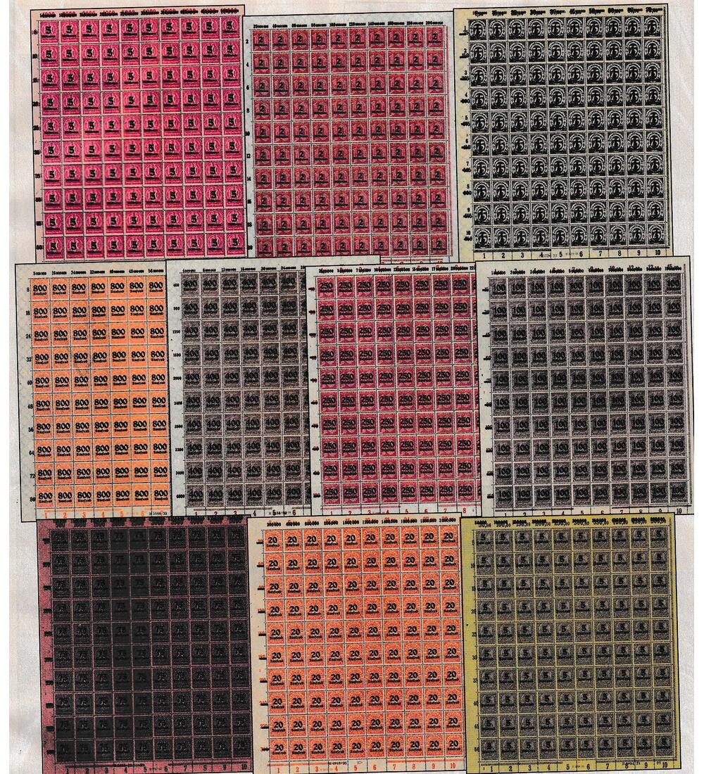 Dt. Reich Dienstmarken-Bogen Nr. 89-98 postfrischer Bogensatz