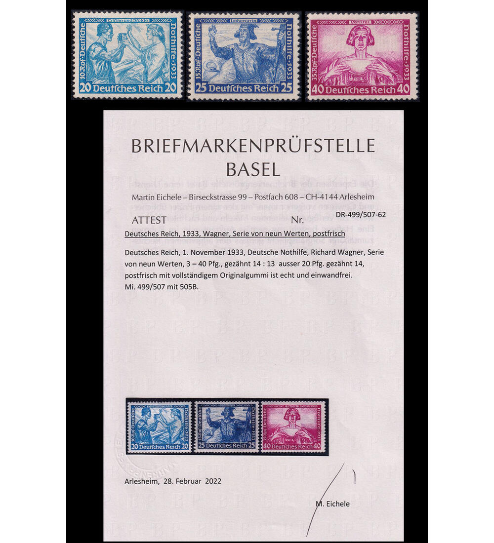 Deutsches Reich Wagner 1933 Nr. 505 A postfrisch mit Farbfotoattest