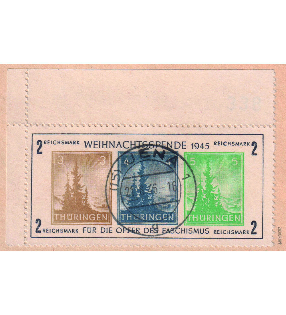 SBZ Block 1 gestempelt auf Briefst�ck gepr�ft u. signiert kleiner Weihnachtsblock