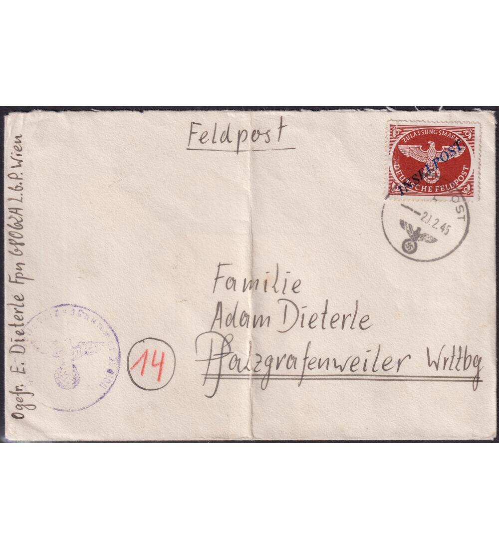 Deutsches Reich - Feldpost Nr. 10 auf Feldpostbrief Agramer Aufdruck