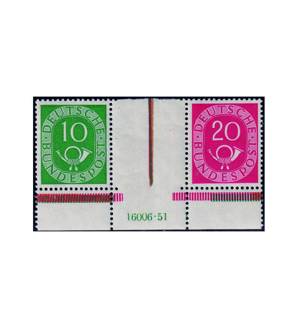 BRD Posthorn-Zusammendruck WZ 1 postfrisch vom Unterrand mit der HAN-Nr.