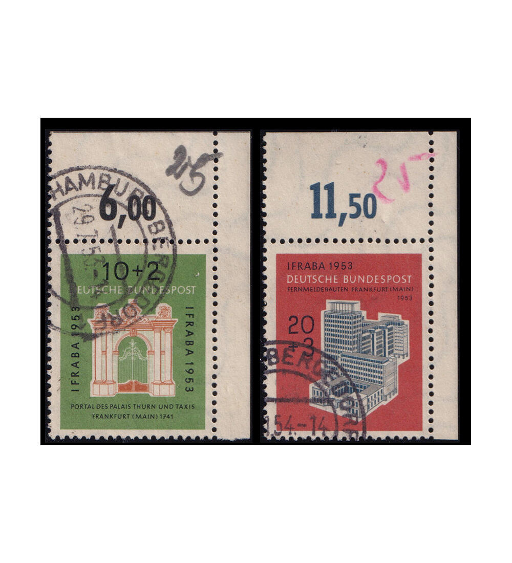 BRD Eckrandst�cke Nr. 171-172 aus der rechten oberen Bogenecke mit Rundstempel